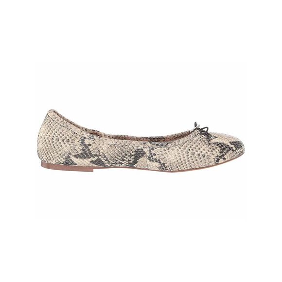 NWT SAM EDELMAN Womens Beige Snakeskin Felicia Leather Ballet Flats 6.5 M - Picture 2 of 5